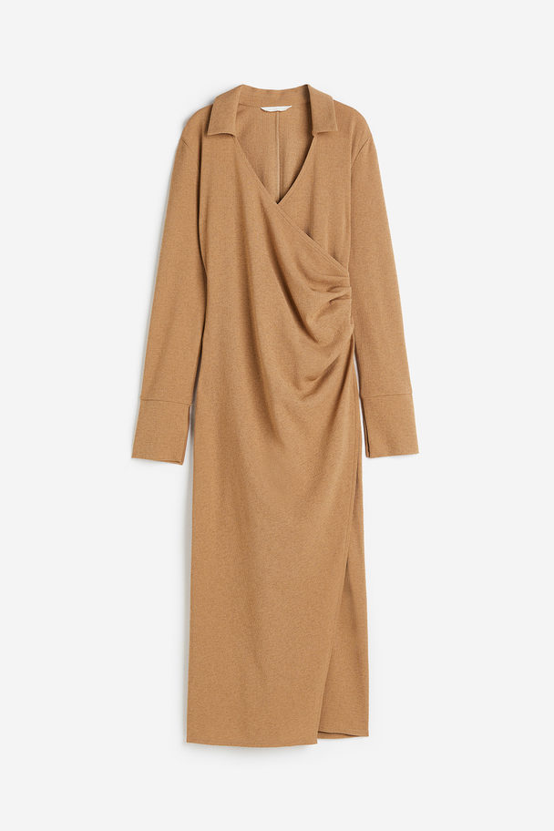 H&M Wrap Jersey Dress Dark Beige