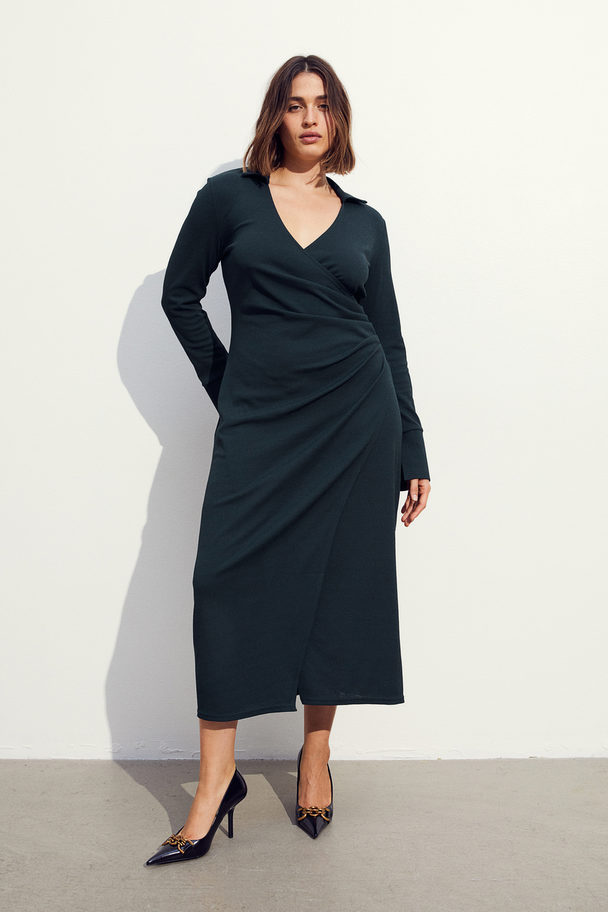 H&M Slå Om-kjole I Jersey Mørkegrøn