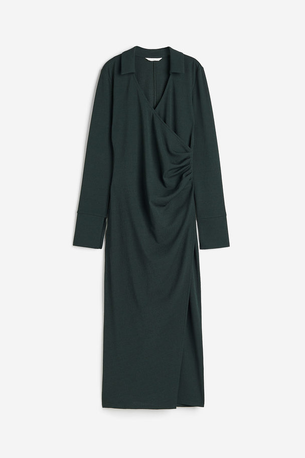 H&M Wrap Jersey Dress Dark Green