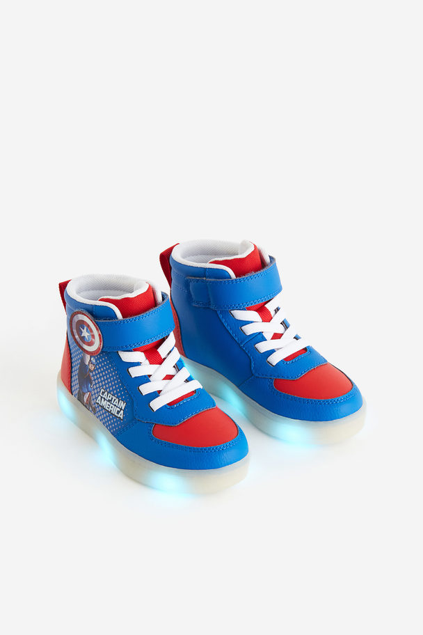 H&M Ankelhøye Sneakers Med Blink Blå/captain America