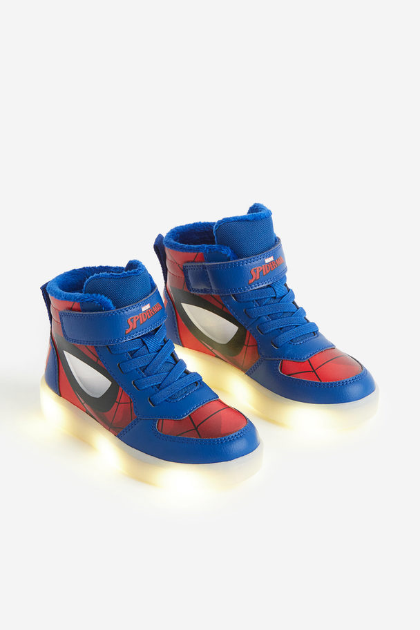 H&M Blinkande Sneakers Klarblå/spindelmannen