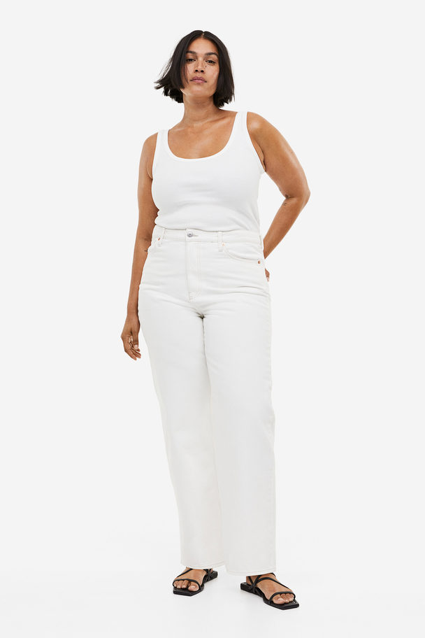 H&M H&m+ Loose Straight High Jeans White