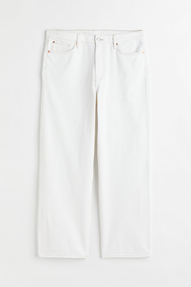 H&M H&m+ Loose Straight High Jeans White