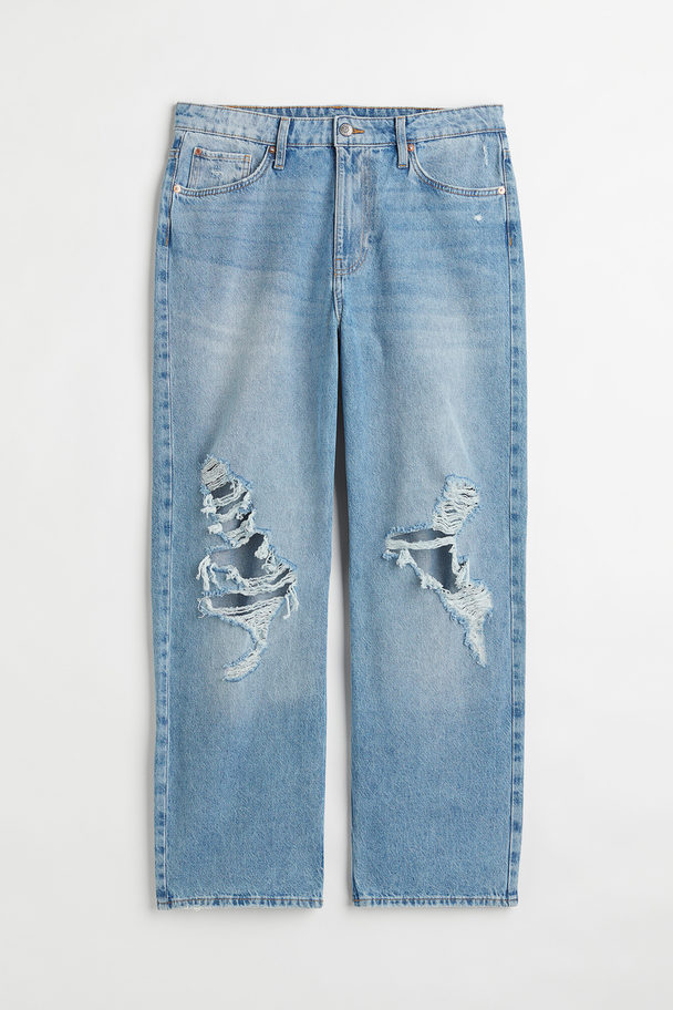 H&M H&m+ Loose Straight High Jeans Denim Blue