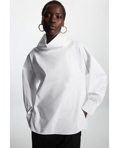 Relaxed-fit Roll-neck Blouse White