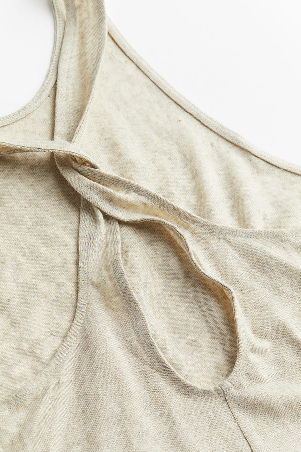 H&M Linen-blend Vest Top Beige Marl