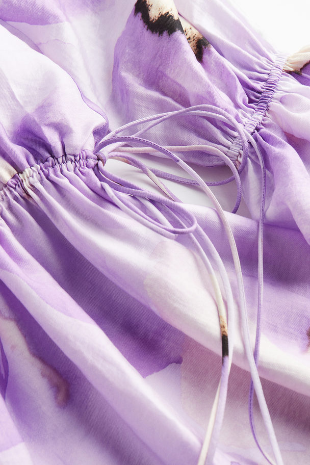 H&M Oversized Off-the-shoulder Dress Light Purple/floral