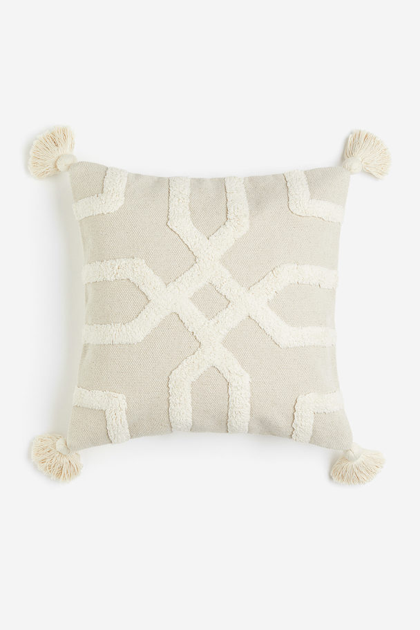 H&M HOME Tasseled Cushion Cover Light Beige/patterned