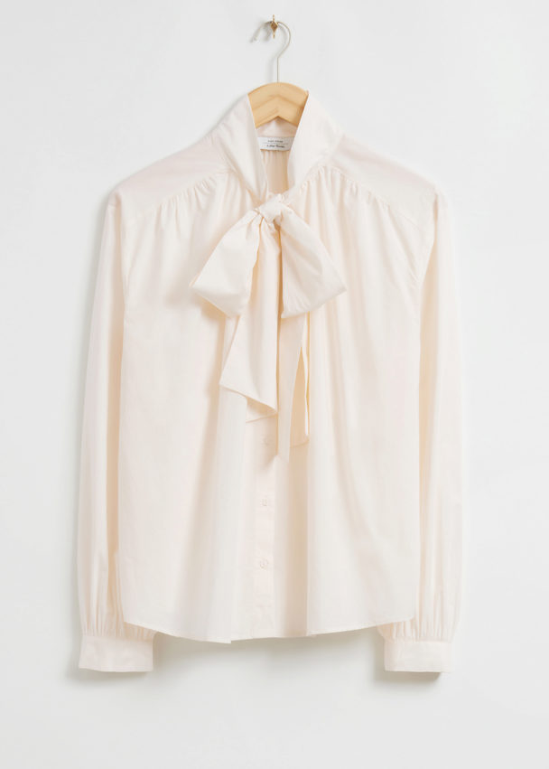 & Other Stories Relaxed Lavallière-neck Blouse Cream