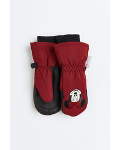 Water-repellent Ski Mittens Dark Red/minnie Mouse