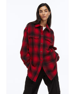 Oversized Twill Overshirt Red/checked