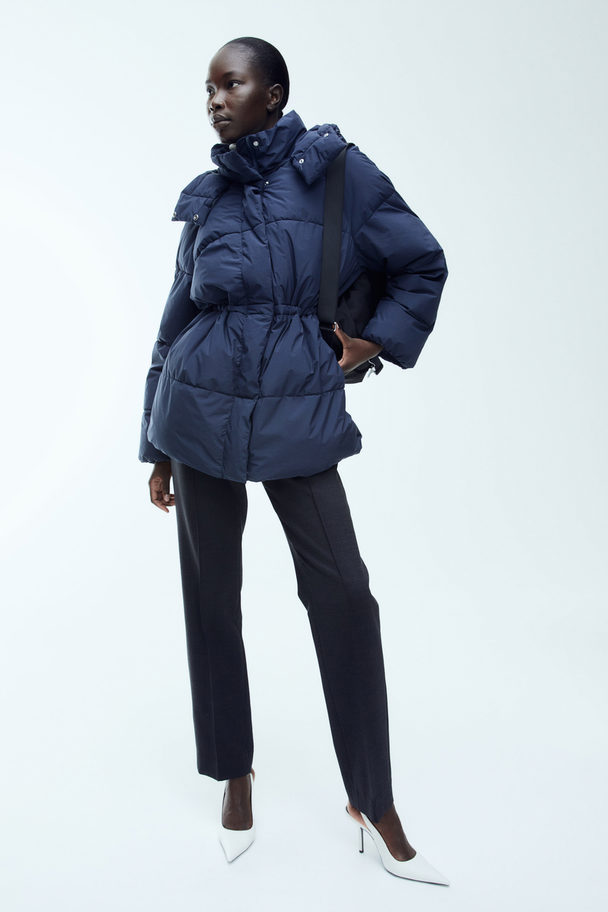 H&M Hooded Puffer Jacket Navy Blue