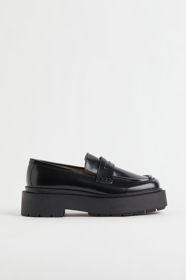 H&M Chunky Leather Loafers Black