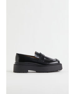 Chunky Leather Loafers Black