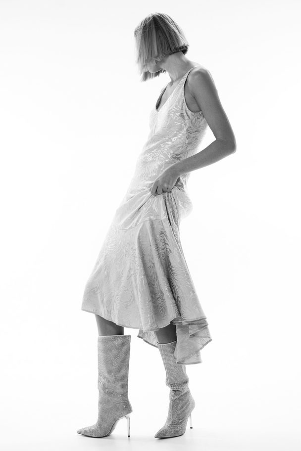 H&M Asymmetric-hem Slip Dress Light Greige