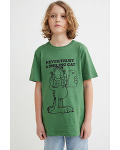 Printed T-shirt Green/garfield