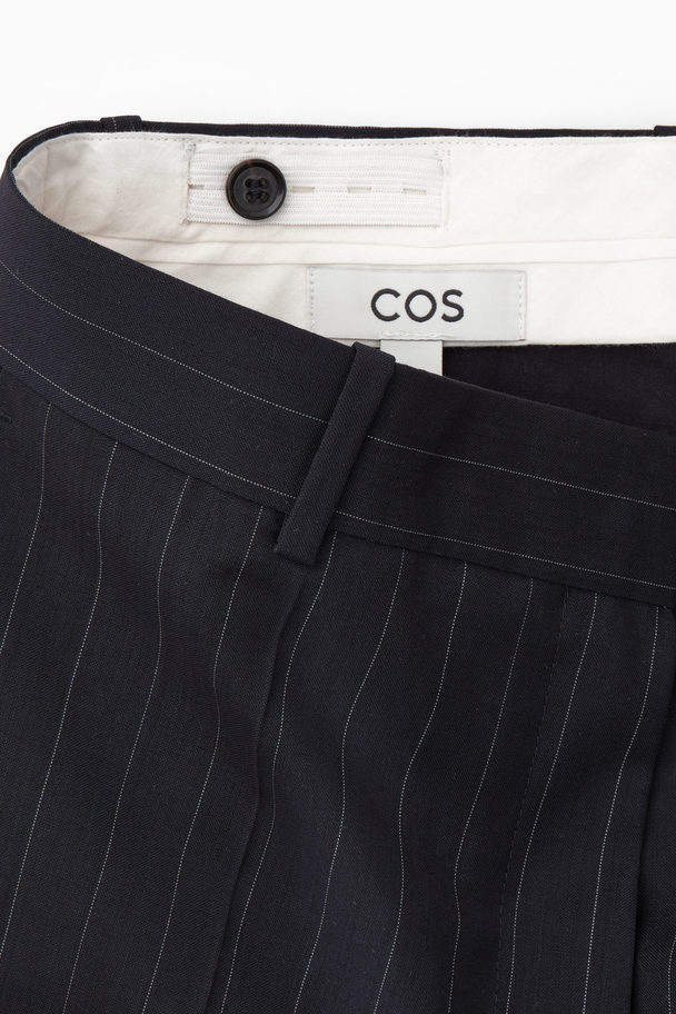 COS Flared Wool Trousers Navy