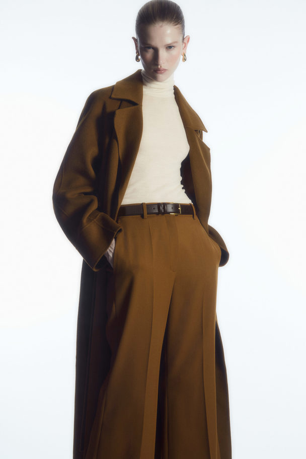 COS Flared Wool Trousers Brown