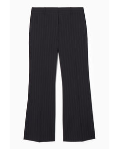 Flared Wool Trousers Navy