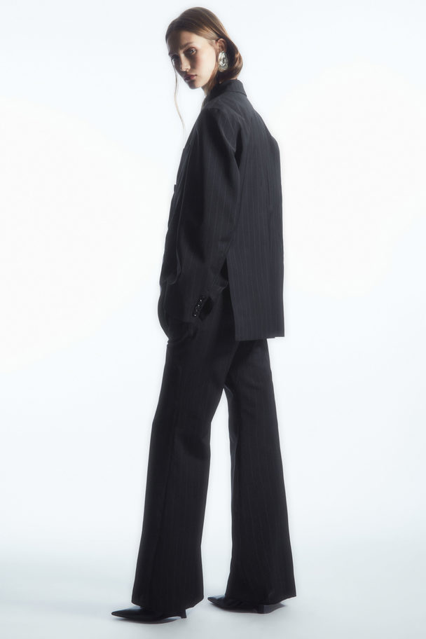 COS Flared Wool Trousers Navy