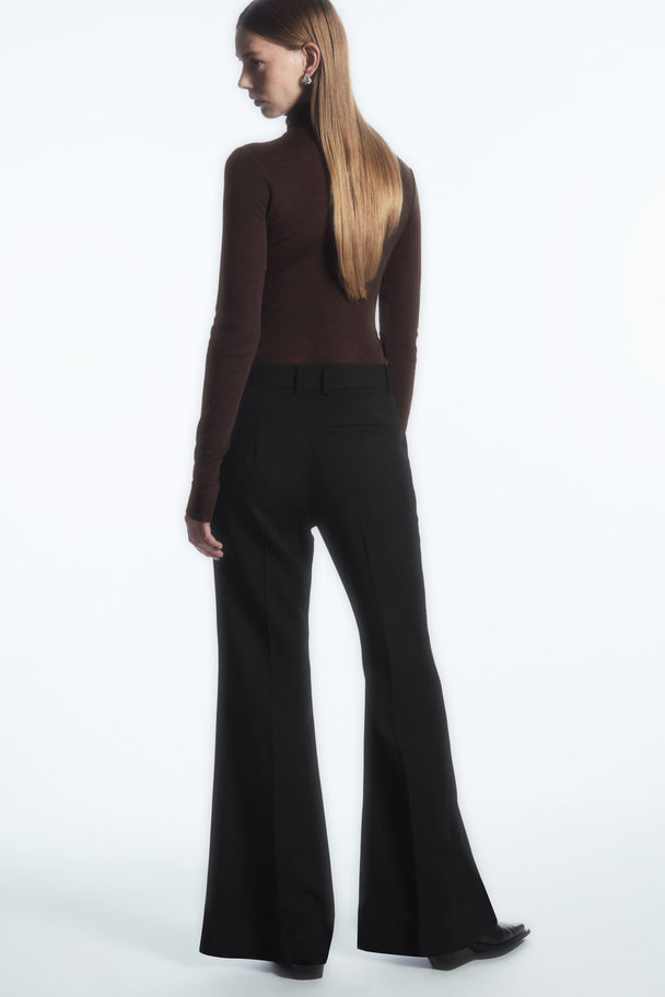 COS Flared Wool Trousers Black