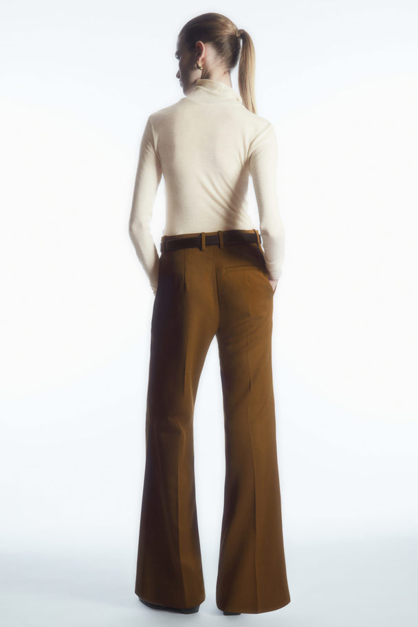 COS Flared Wool Trousers Brown