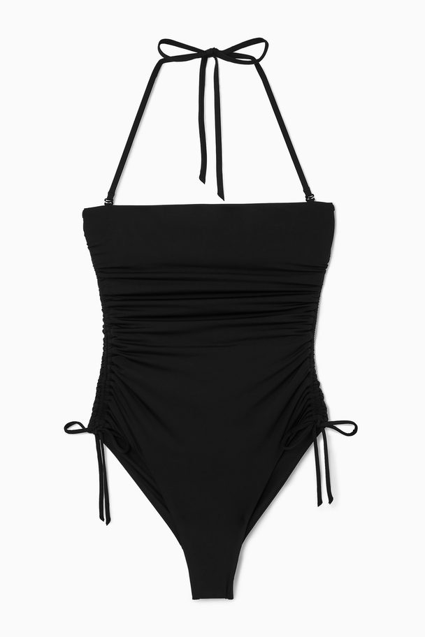 COS Ruched Bandeau Swimsuit Black