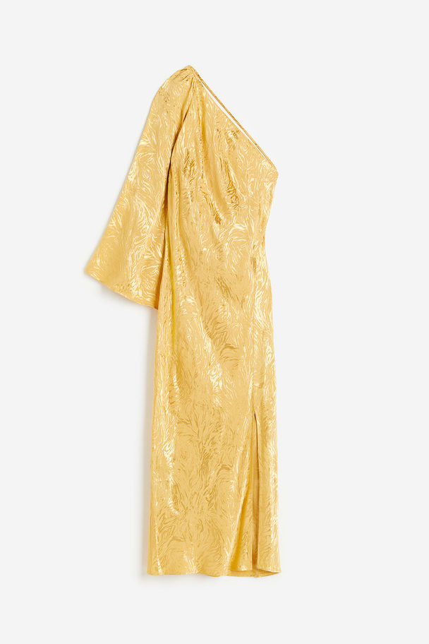 H&M One-Shoulder-Kleid aus Jacquardstoff Gelb
