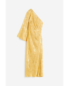 One-Shoulder-Kleid aus Jacquardstoff Gelb