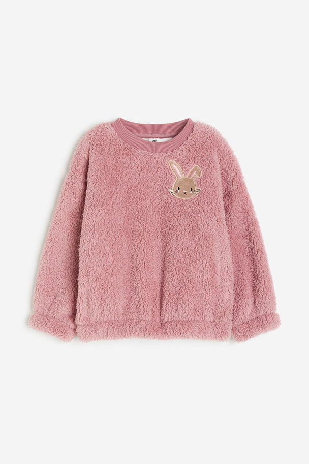 H&M Sweatshirt aus Teddyfleece Rosa/Kaninchen