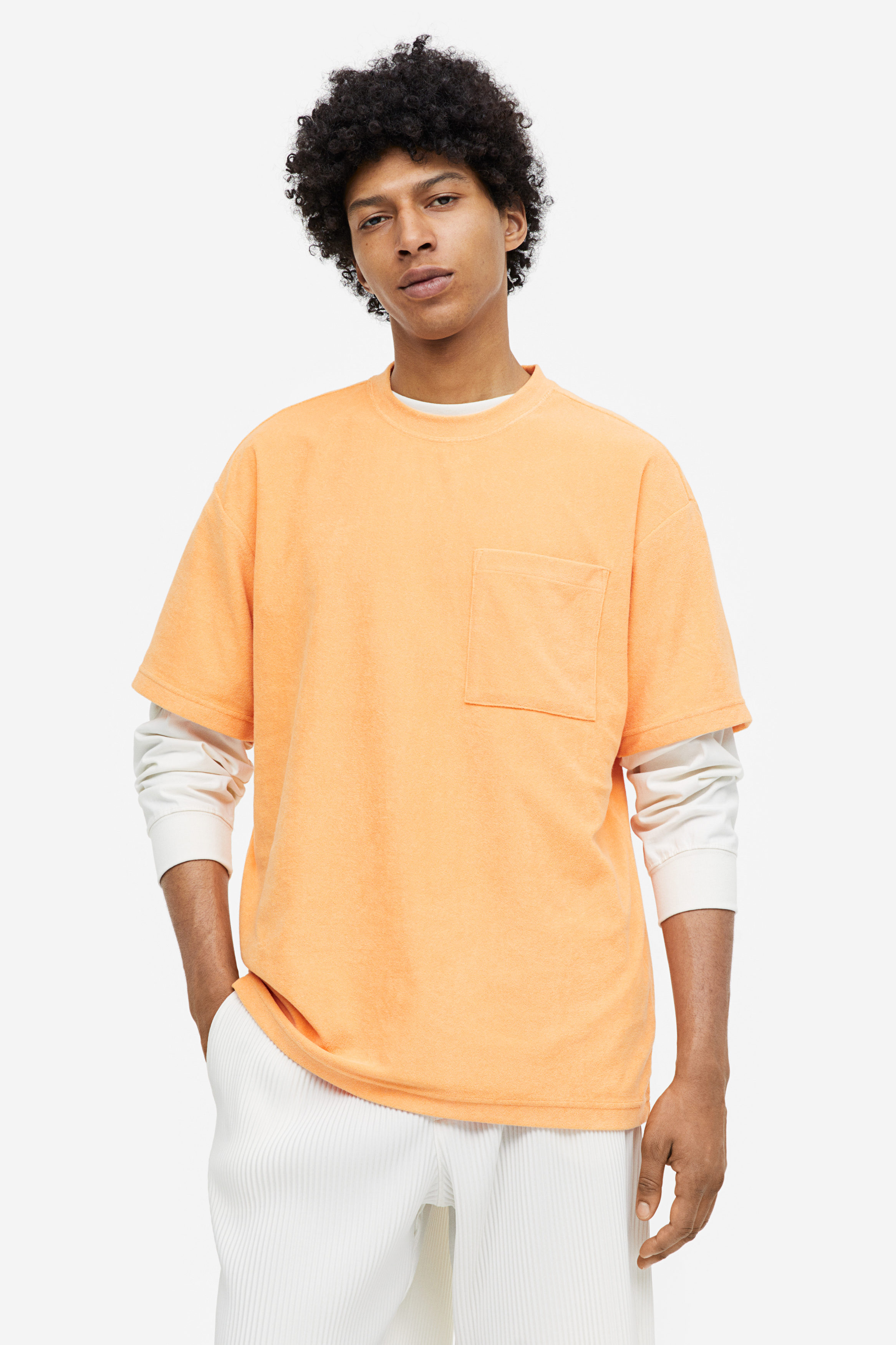 ASOS DESIGN oversized t-shirt in orange towelling with embroidery