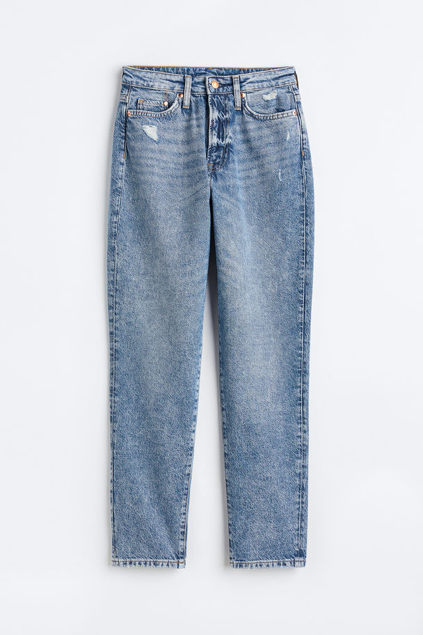 H&M Mom Comfort Ultra High Ankel Jeans Denimblå