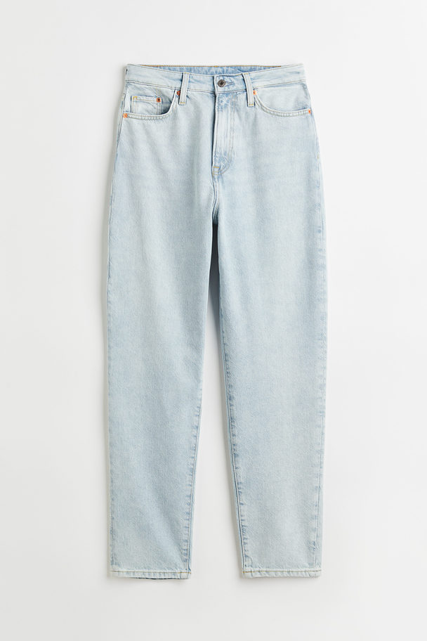 H&M Mom Comfort Ultra High Ankle Jeans Lys Denimblå