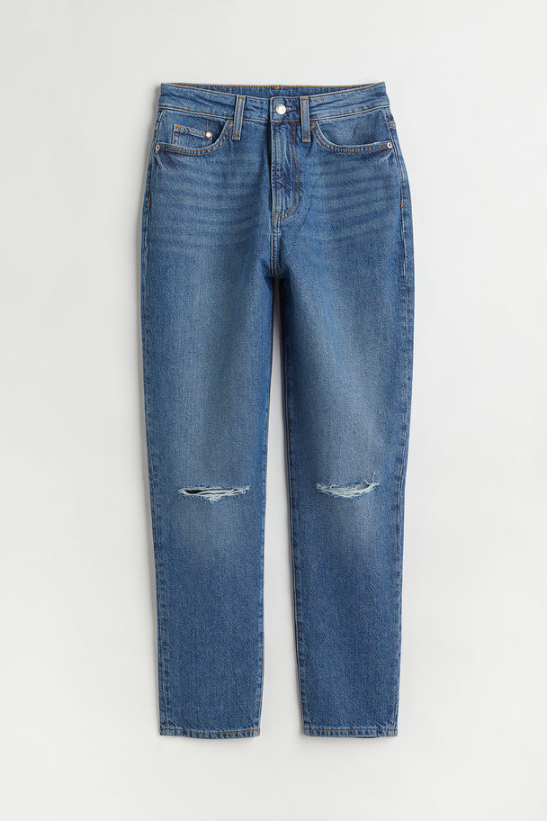 H&M Mom Comfort Ultra High Ankel Jeans Denimblå