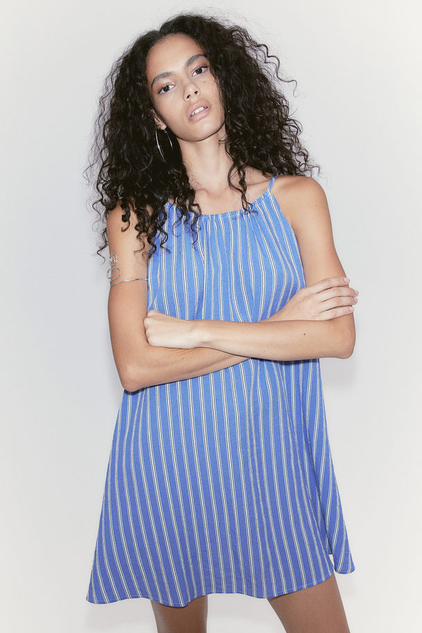 H&M A-line Throw-on Dress Blue/striped