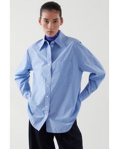 Oversized Long-sleeve Shirt Blue