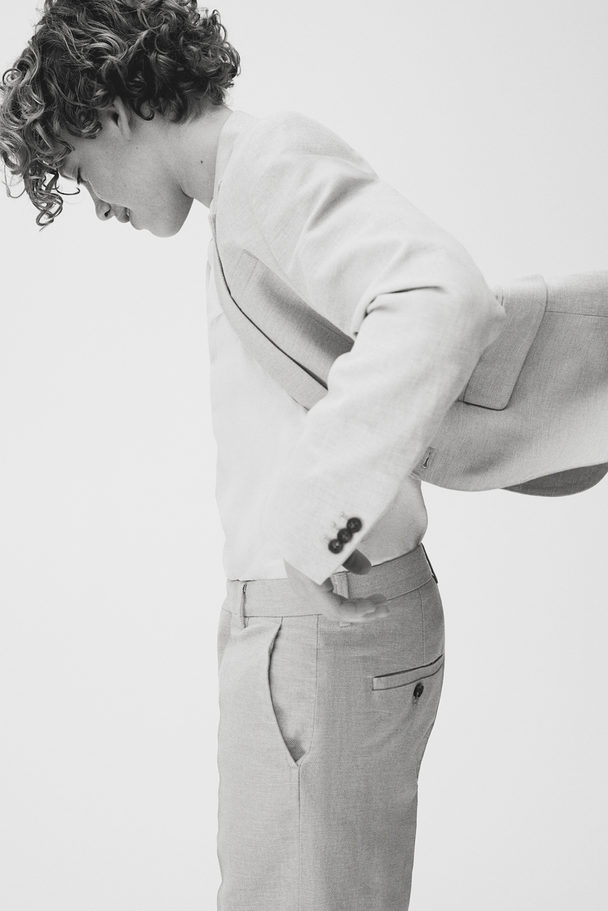 H&M Textured Suit Trousers Light Beige