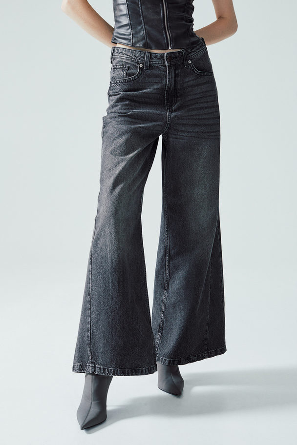 H&M Wide Regular Jeans Mørk Grå