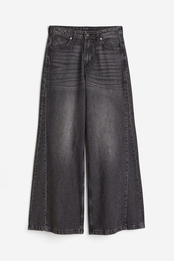 H&M Wide Regular Jeans Mørk Grå
