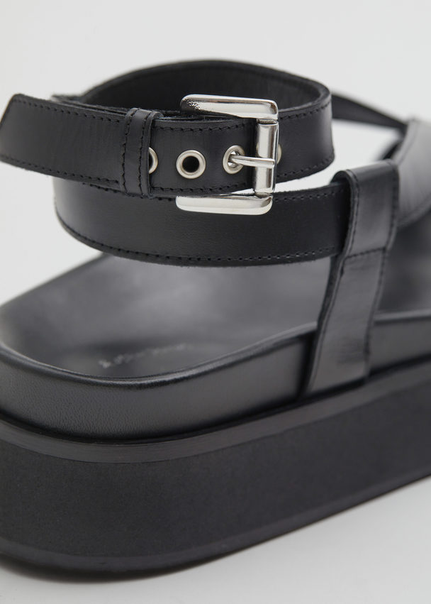 & Other Stories Chunky Leather Sandals Black