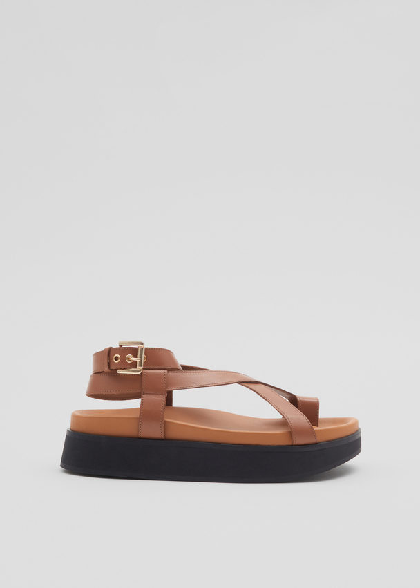 & Other Stories Chunky Leather Sandals Cognac