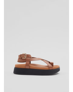 Chunky Leather Sandals Cognac