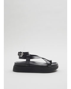 Chunky Leather Sandals Black