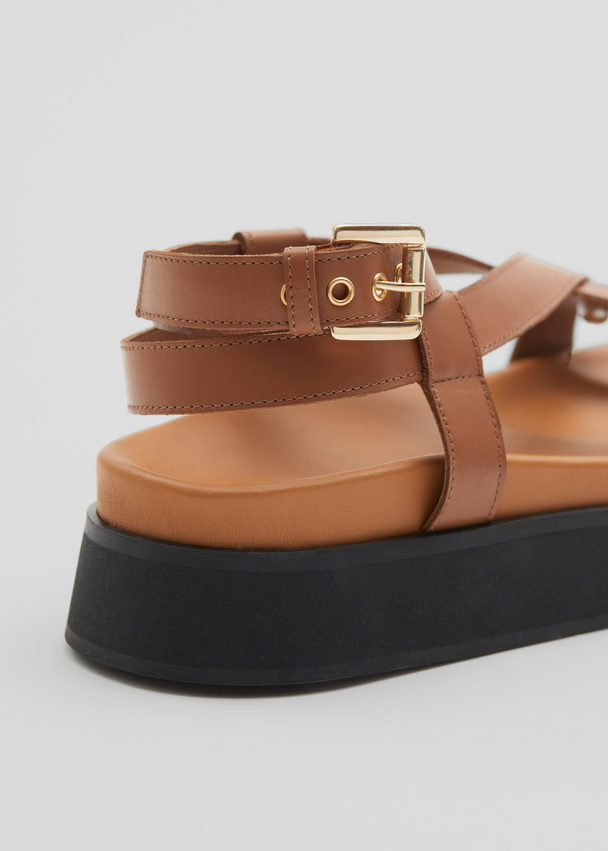 & Other Stories Chunky Leather Sandals Cognac