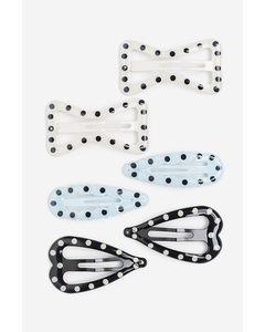 6-pack Hair Clips Light Blue/spotted