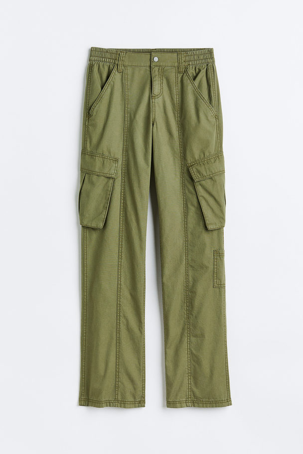 H&M Canvas Cargo Trousers Khaki Green