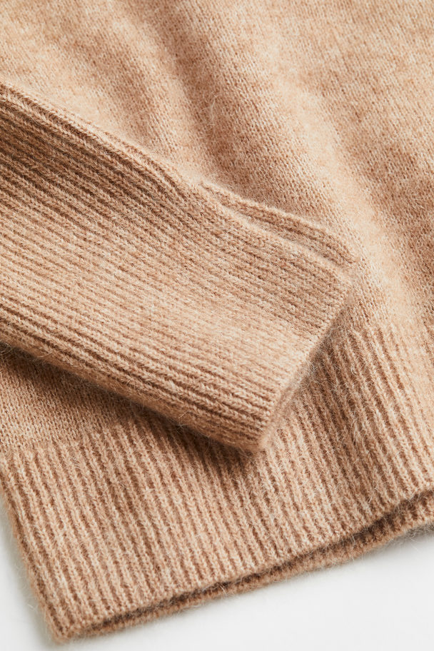 H&M Mohair-blend Fine-knit Jumper Beige Marl