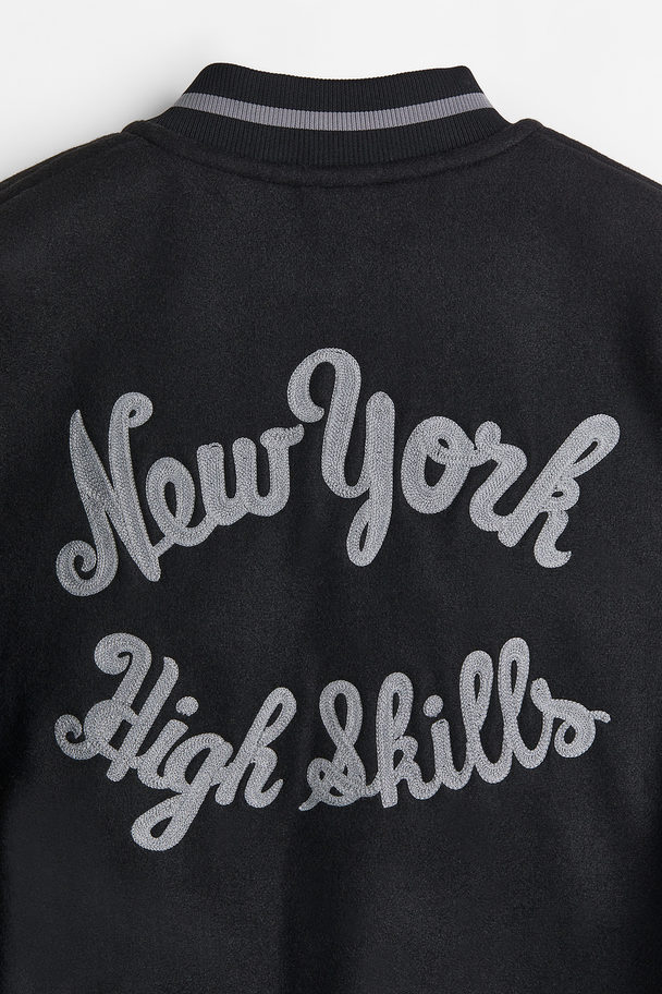 Wool-blend Baseball Jacket - Black/New York - Men