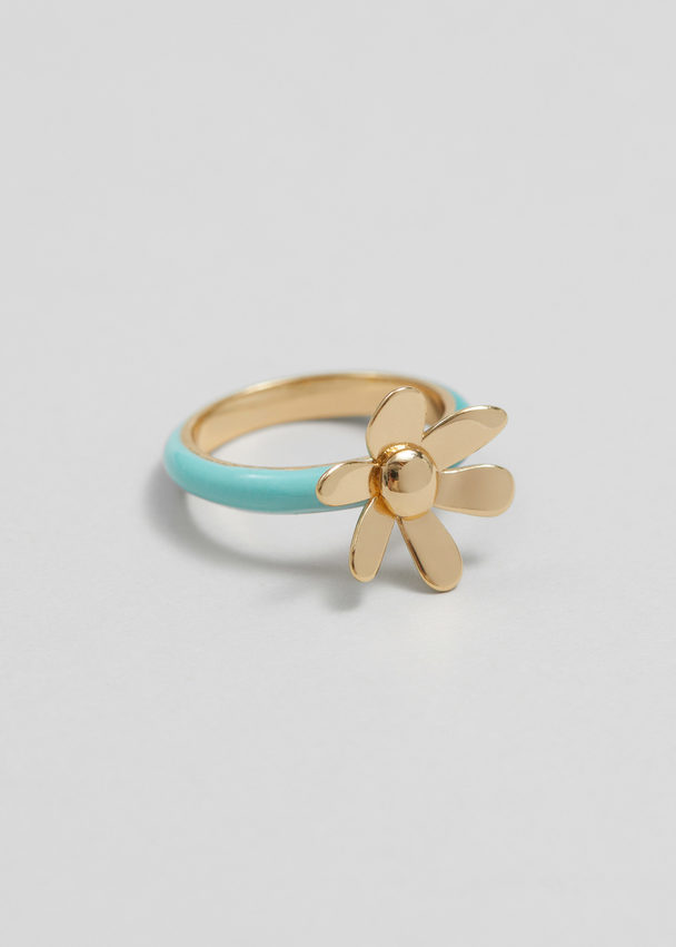 & Other Stories Vibrant Flower Ring Turquoise