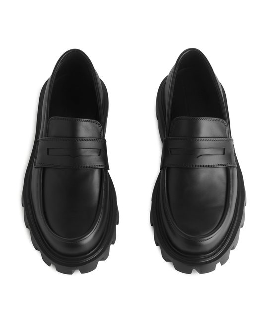 Arket Chunky Leather Loafers Black